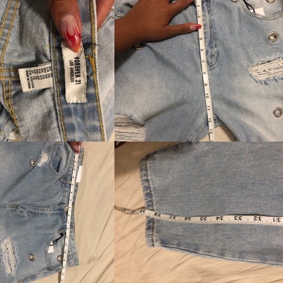 Distressed high waisted busted knee grommet jeans - Picture 7 of 8